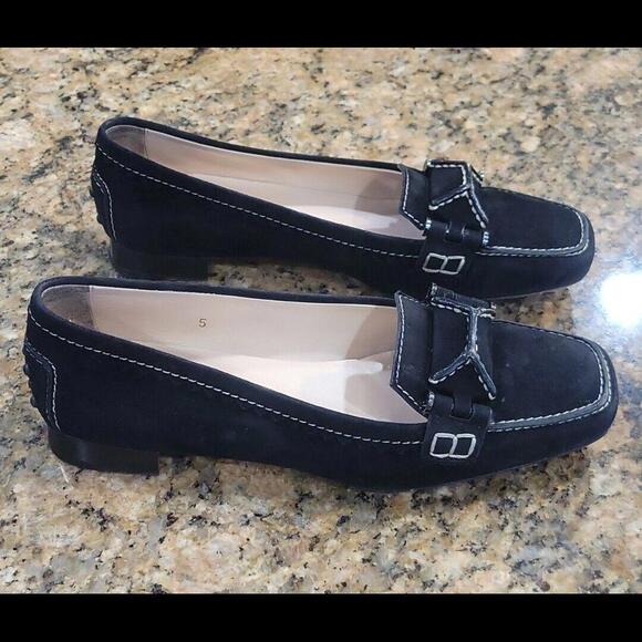 Tod's Black Suede Ballet Flats Slip On Driving Mocs Womens Loafers Dress Shoes 5 - Picture 7 of 12